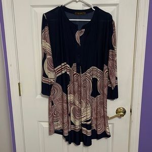 Patterned Long Sleeve Tunic Shirt